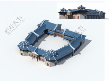 中式古典建筑3d模型设计