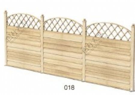 室外模型木桥和栅栏3d素材公用设施8
