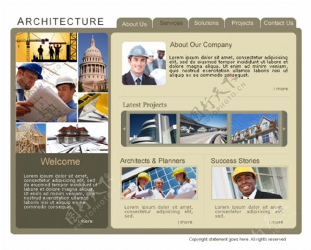 经典国外建筑设计简洁类PSD网站