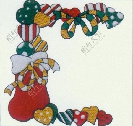 绣花圣诞袜心形圣诞节家纺免费素材