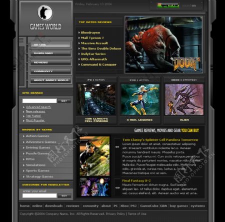 欧美游戏世界网站模板