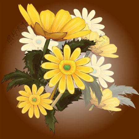 印花矢量图植物花卉优雅植物雏菊免费素材