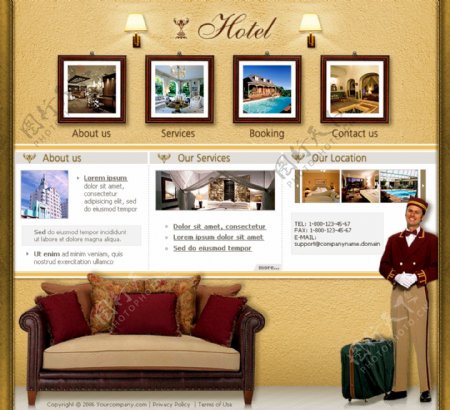 欧美度假酒店网页模板
