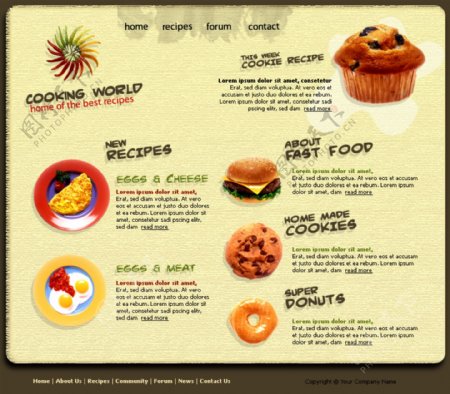 欧美烹饪食谱网页模板