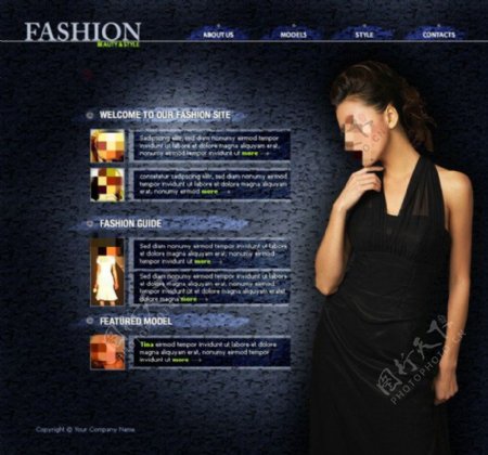 时尚个性模特网页psd模板