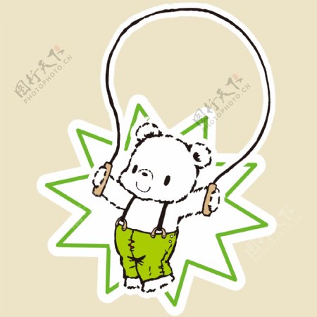 印花矢量图可爱卡通卡通动物熊跳绳免费素材