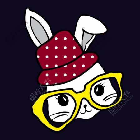 女童卡通图案带帽兔子