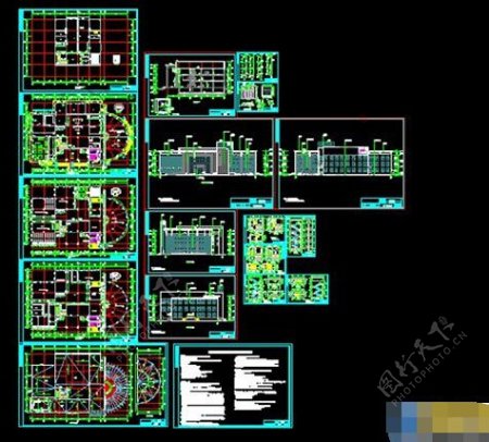 县图书馆建筑大楼cad施工设计图纸