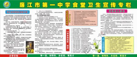 廉江市第一中学食堂卫生宣传专栏