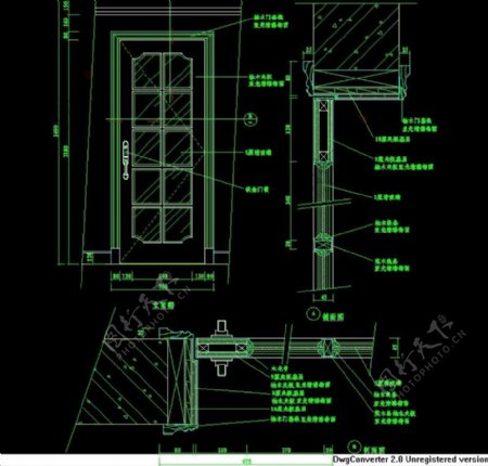 单扇门CAD施工设计详图