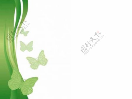 绿色蝴蝶边框PPT模板
