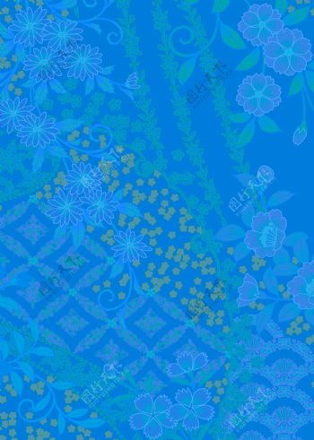 蓝色日式花纹背景