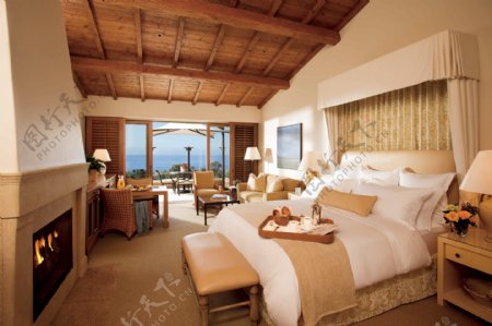 海景酒店卧室摄影图片