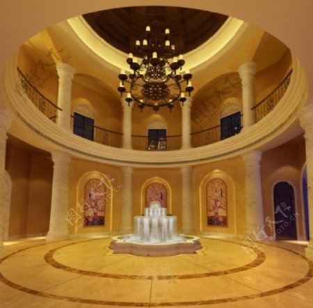 复古喷泉大厅3D模型