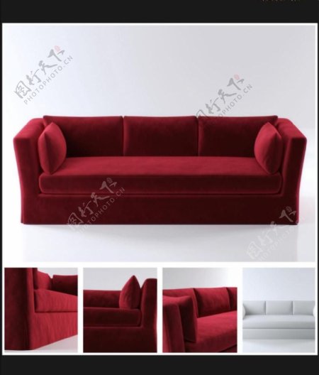 红色沙发3模型素材