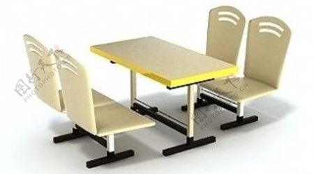 快餐店餐椅3D模型设计