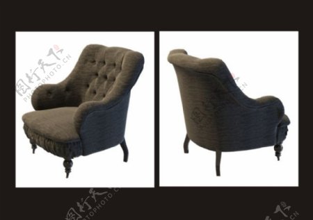 黑色皮质沙发椅3d模型
