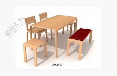 田园桌椅3D模型