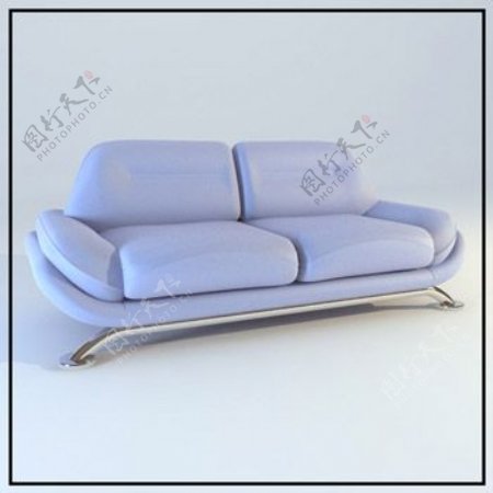 粉蓝软包时尚双人沙发3D模型