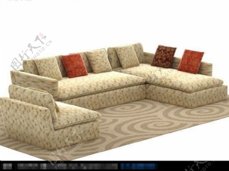 现代唯美组合沙发3D模型下载
