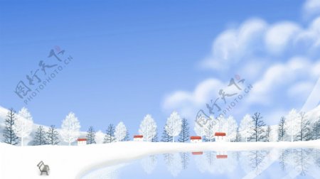 卡通雪景背景图片