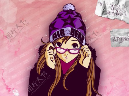 紫色帽子少女