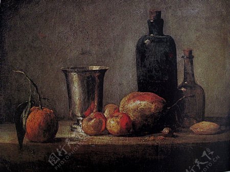 水果酒瓶油画