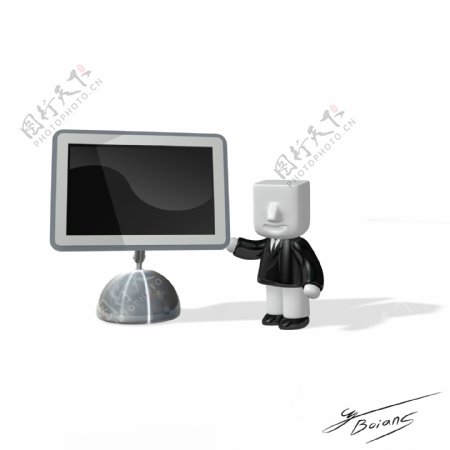 3D模型小人展示电脑