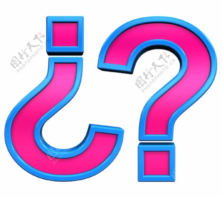 蓝色框字母集孤立在白色的粉红色标记符号问题