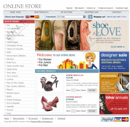 鞋店在线销售网页模板
