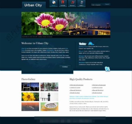 城市夜景divcss网页模板