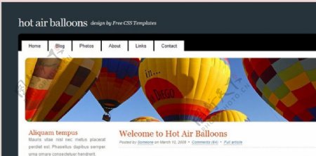 热气球主题简单BLOG网页模板
