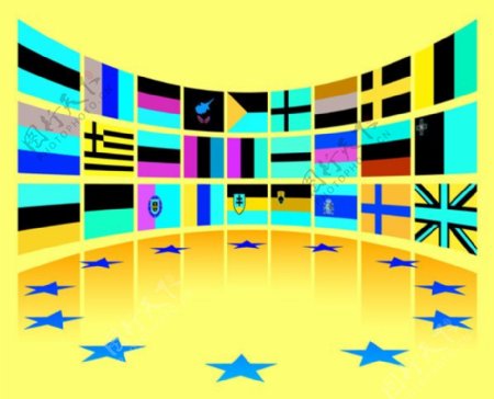 欧盟国家旗帜矢量图下载