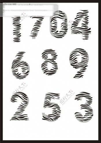 斑马条纹变形数字
