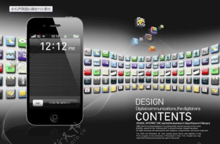 iphone手机界面图标banner设计psd分层素材下载Web素材
