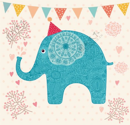 快乐的大象背景底纹图片