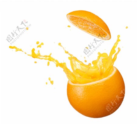 橘橙果汁飞溅高清图片