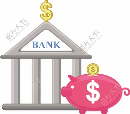 小猪银行和银行储蓄和投资的概念图标