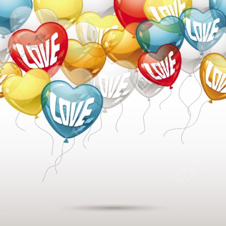 矢量彩色爱情气球背景