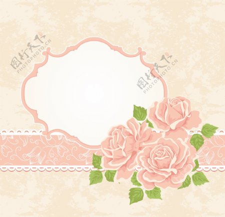 粉红玫瑰花纹边框