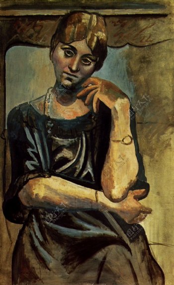 1917OlgaKokhlova1西班牙画家巴勃罗毕加索抽象油画人物人体油画装饰画