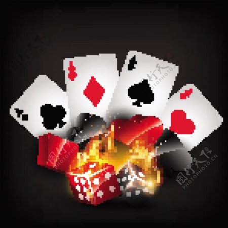 燃烧扑克牌矢量图
