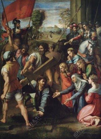 RaphaelCaidaenelcaminodelCalvariooElPasmodeSiciliaCa.1516意大利画家拉斐尔Raphael古典人物油画装饰画