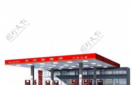 加油站建筑效果图3d模型模型贴图全图片