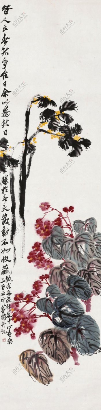 齐白石海棠桂花图片