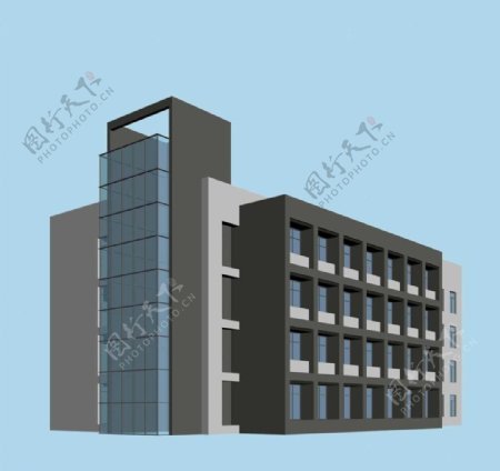 现代办公楼建筑模型图片