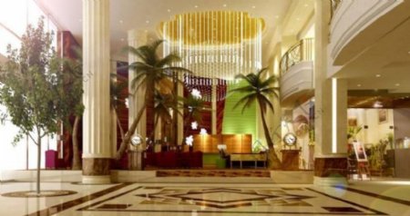 豪华酒店大厅3d效果图设计图片