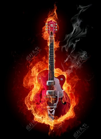 高清创意设计素材火焰吉他