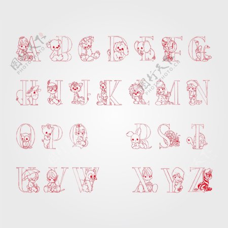 26个英文字母设计艺术字图片