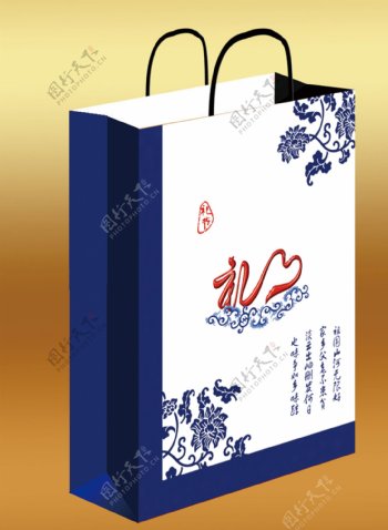青花瓷礼盒平面图图片